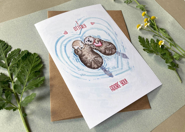 I Otterly Adore You Valentine's Day Card