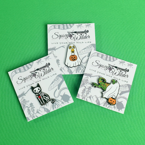 Set of 3 Halloween Pet Enamel Pins