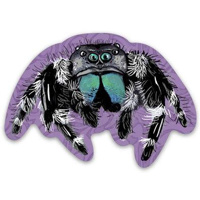 Jumping Spider on Purple Vinyl Sticker