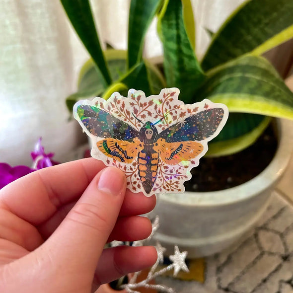 Death's Head Moth Sparkly Sticker