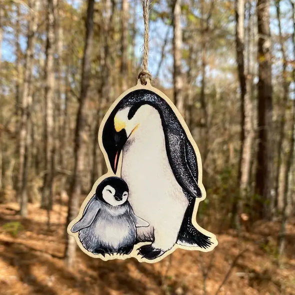 Emperor Penguin and Chick Wood Ornament