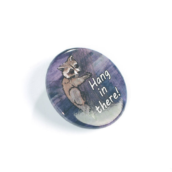 Raccoons Hang in There Pinback Button