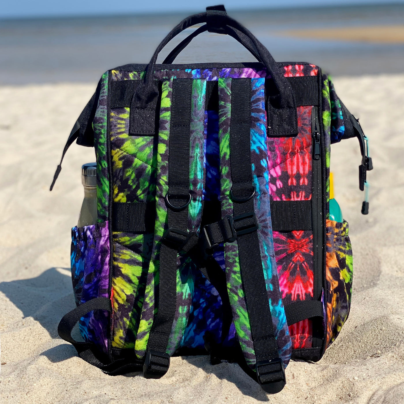 backpack laptop green pink tie die Rainbow Tie-Dye Laptop Backpack – Sipsey Wilder