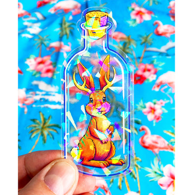 "Jackalope In A  Bottle" Crystal Sticker