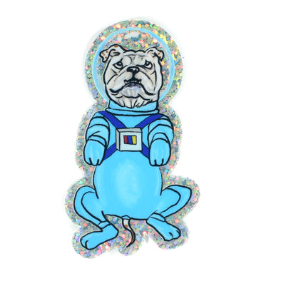 Glitter Astronaut Bulldog Sticker