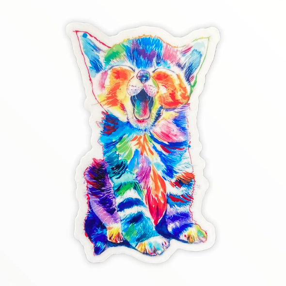 Yawning Kitten Vinyl Sticker