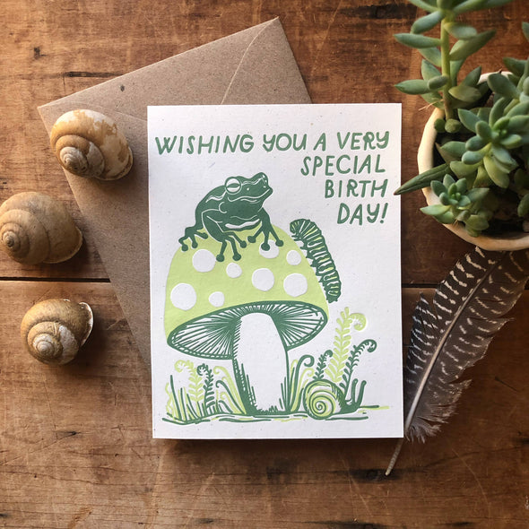 Frog Mushroom Birthday Card