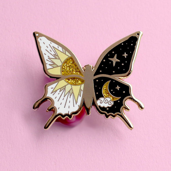 Sun & Moon Butterfly Enamel Pin