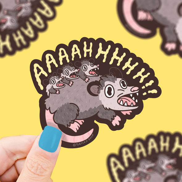 Ahh Crazy Possum & Babies Vinyl Sticker