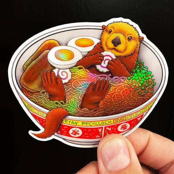 Holographic Ramen Otter Sticker