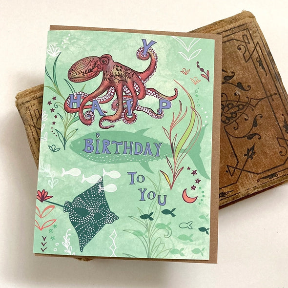 Happy Octopus Birthday Card