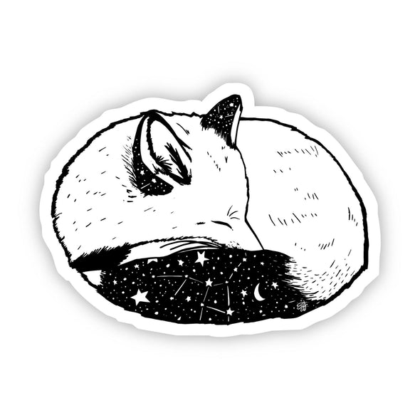 Sleeping Fox (black tail) Vinyl Sticker