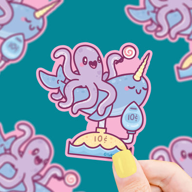 Octopus Narwhal  Coin Ride Vinyl Sticker