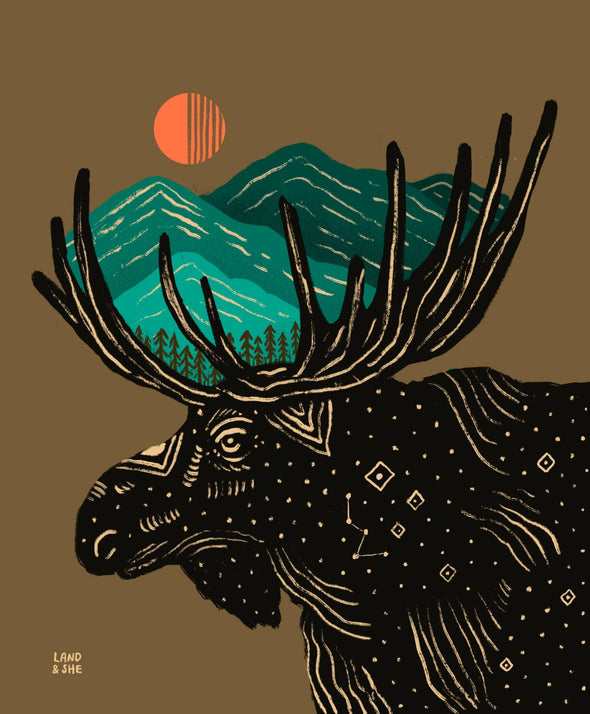 Midnight Moose Print (8x10)