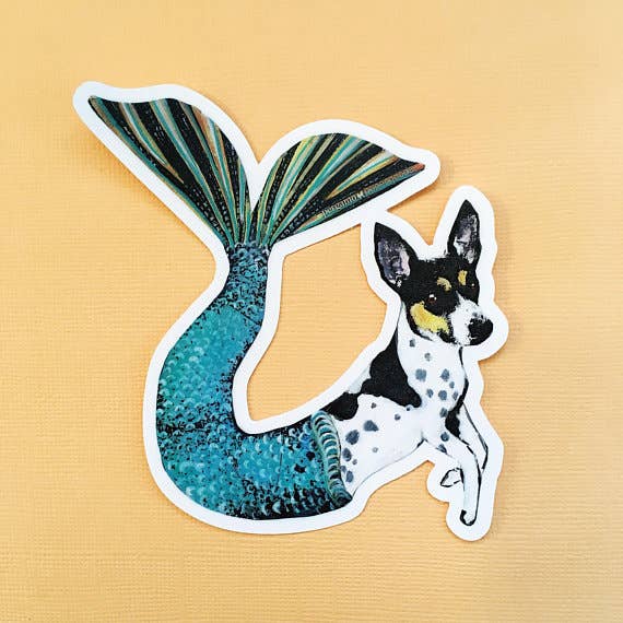 Mermaid Dog Sticker (Rat Terrier)