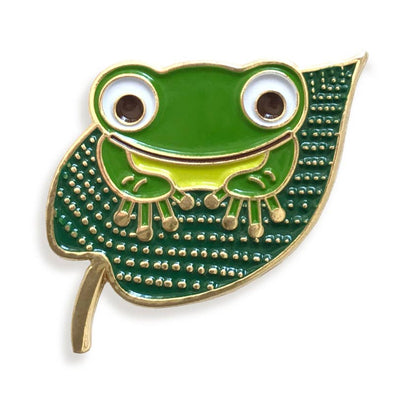 Frog on Leaf Enamel Pin