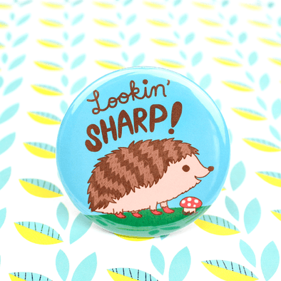 Lookin' Sharp Hedgehog Pinback Button