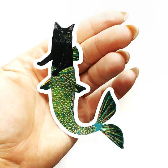 Black Cat Mermaid Sticker