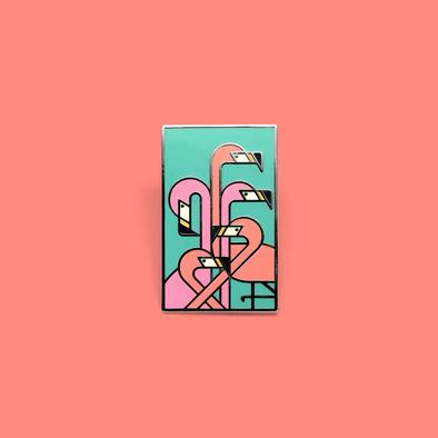 Art Deco Flamingos Pin