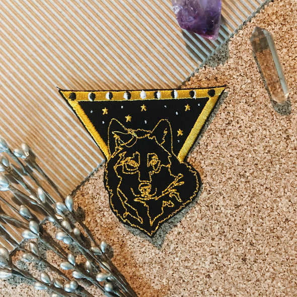 Black & Gold Wolf Patch