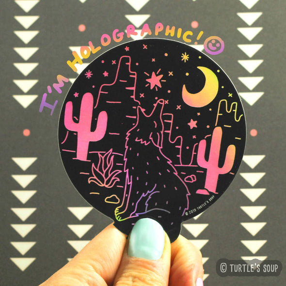 Holographic Desert Coyote Vinyl Sticker