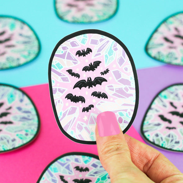 Holographic Crystal Cave Bats Vinyl Sticker