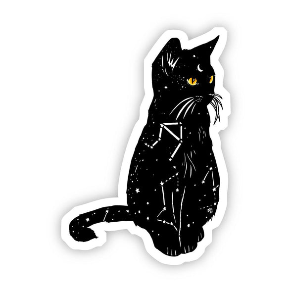 Black Cat with Yellow Eyes Vinyl Sticker