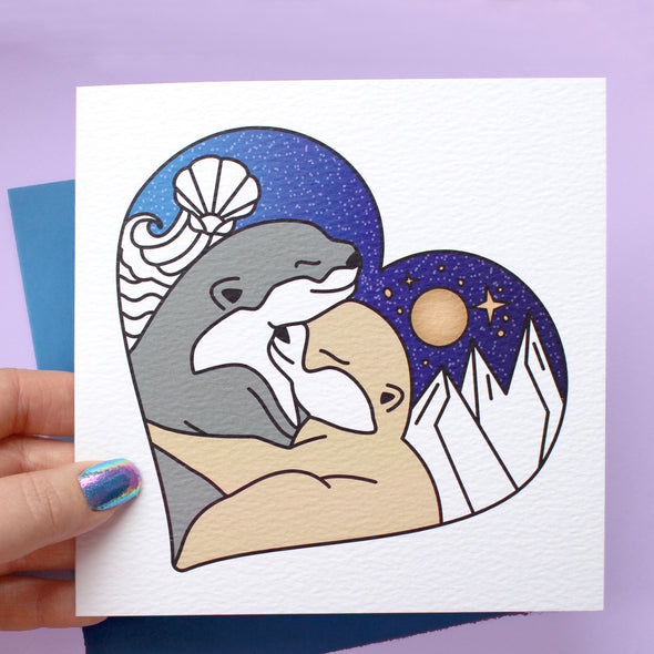 Hugging Otters Card