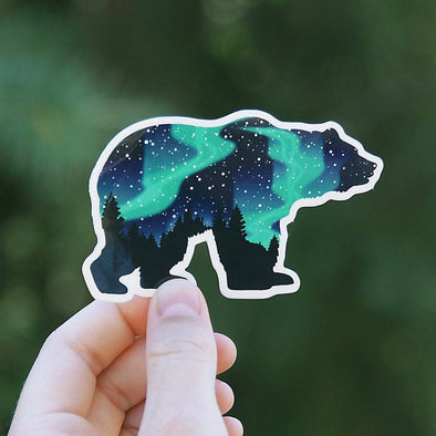 Northern Lights Grizzly Bear Sticker