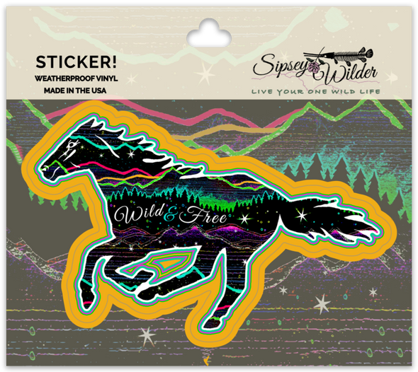 Wild & Free Horse Vinyl Sticker