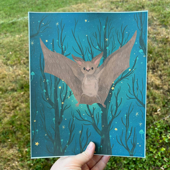 Illuminated Forest Bat Art Print (8"x10")