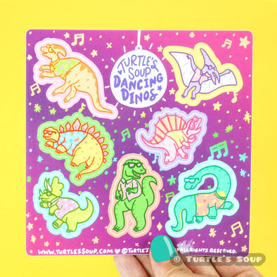 Dancing Dinosaurs Vinyl Sticker Sheet