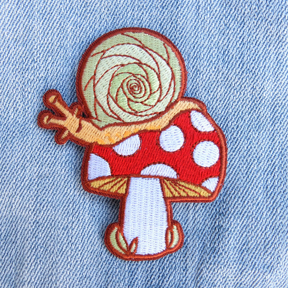 Snail & Mushroom Iron-On Patch