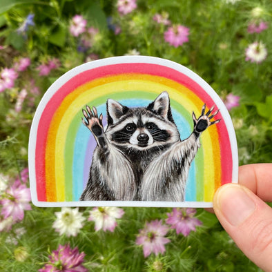 Rainbow Raccoon Vinyl Sticker