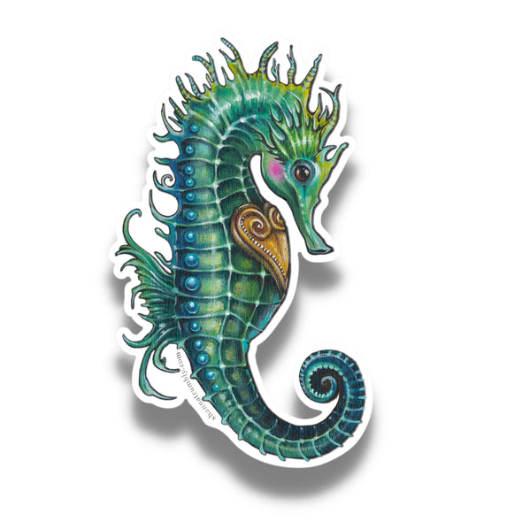 Green Seahorse Sticker