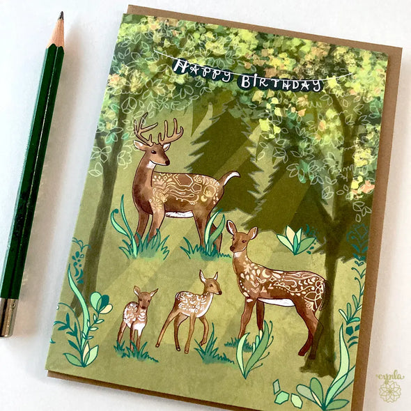 Deer Family Birthday Card