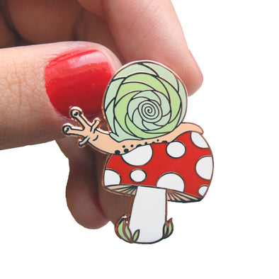 Snail & Mushroom Enamel Pin