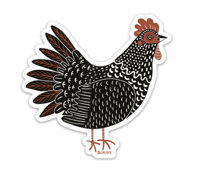 Black & White Hen Sticker