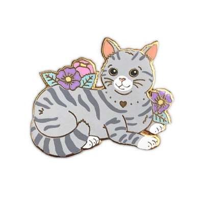 Gray Tabby Cat Enamel Pin