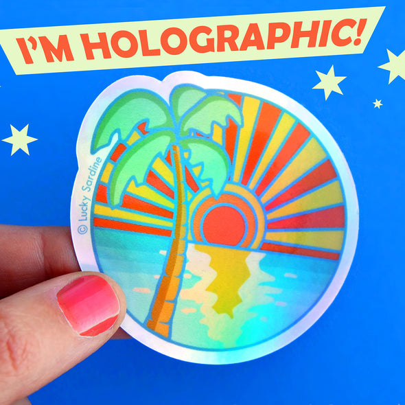 Ocean Sunset Holographic Sticker