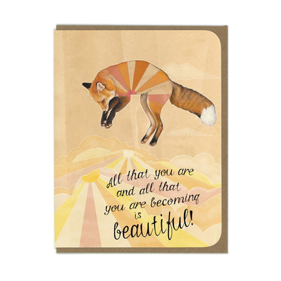 Encouragement Jumping Fox Greeting Card