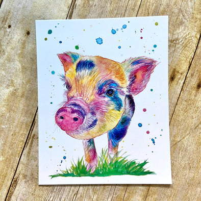 Pig Watercolor Art Print (8x10)
