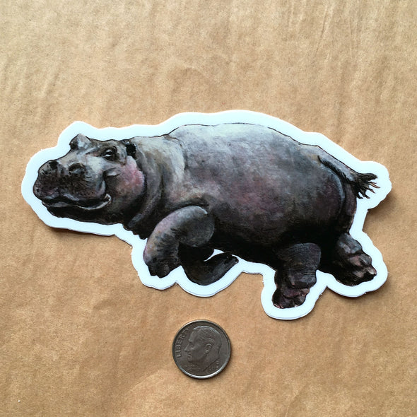 Frolicking Hippo Vinyl Sticker
