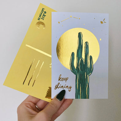 Gold Foil Keep Shining Postcard