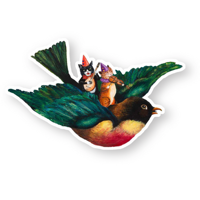 Musical Kitties on Flying Robin Sticker