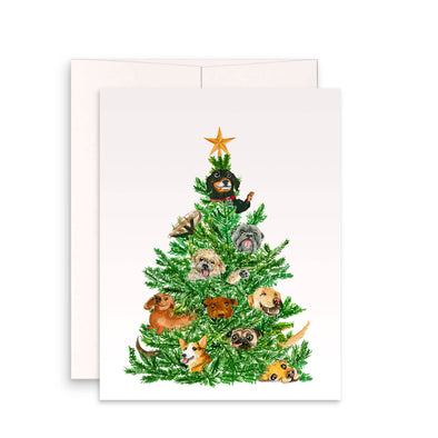 Dog Ornaments Christmas Tree - Funny Holiday Card