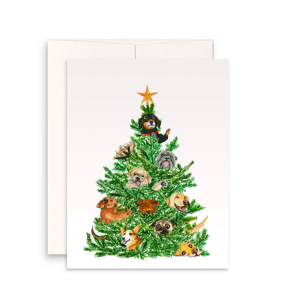 Dog Ornaments Christmas Tree - Funny Holiday Card