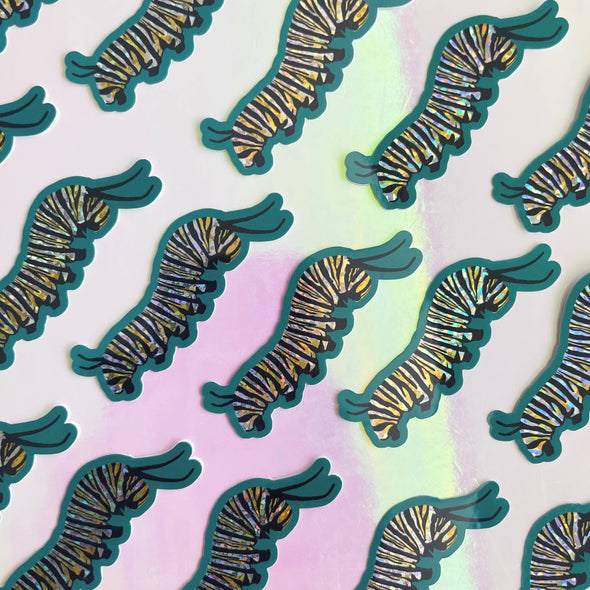 Monarch Caterpillar Holographic Glitter Sticker