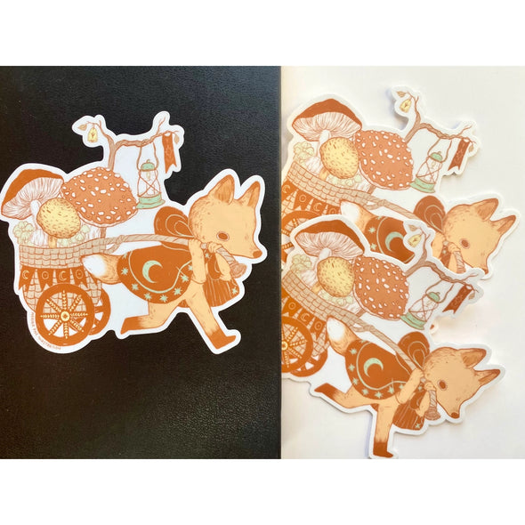 Fox Mushroom Forager Sticker