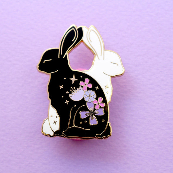 Floral Rabbits Enamel Pin
